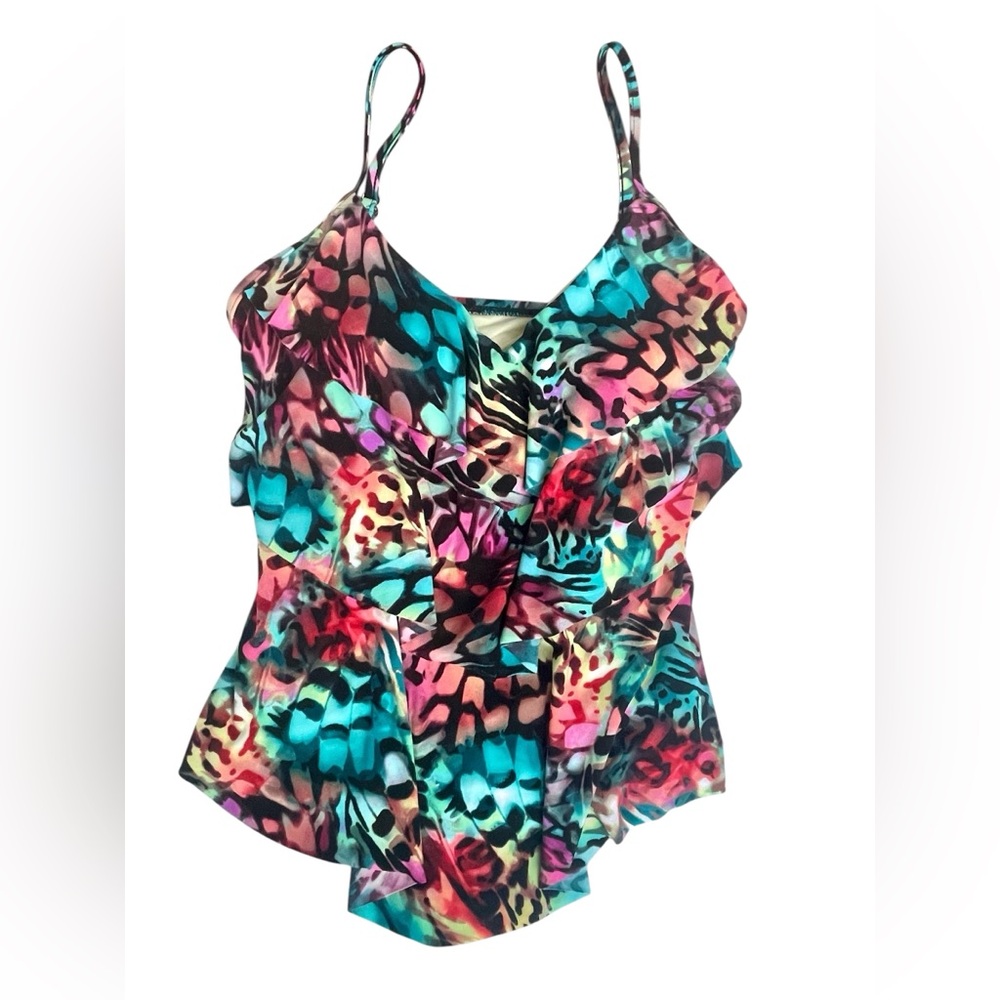 🌺 Aqua Green Triple Tier Tankini Top
Size 4/6